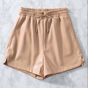 Faux Leather Drawstring Shorts